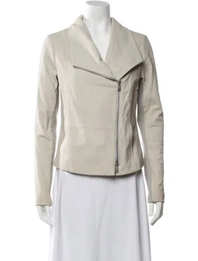 Pre-owned Vince Goat Leather Biker Jacket In Neutrals