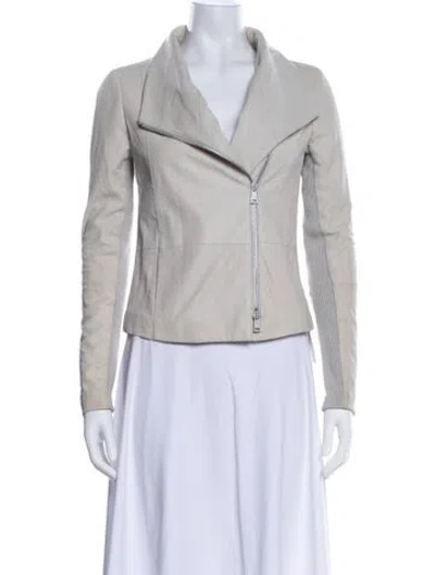 Pre-owned Vince Goat Leather Biker Jacket In Neutrals