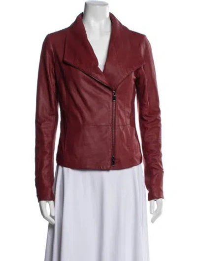 Pre-owned Vince Goat Leather Biker Jacket In Red