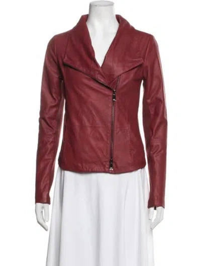Pre-owned Vince Goat Leather Biker Jacket In Red