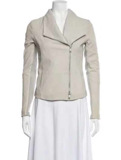Pre-owned Vince Goat Leather Biker Jacket W/ Tags In Neutrals