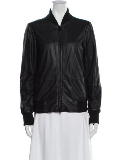 Pre-owned Vince Goat Leather Bomber Jacket In Black