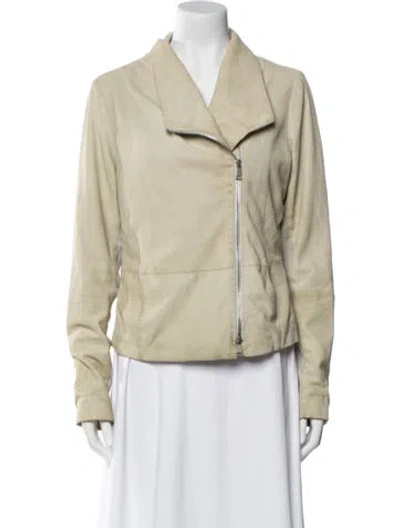 Pre-owned Vince Goat Leather Faux Fur Coat In Neutral
