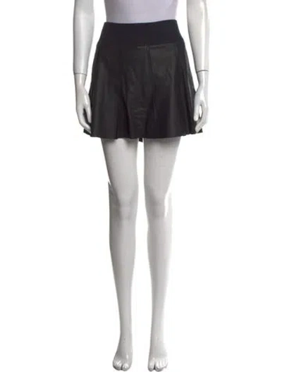 Pre-owned Vince Goat Leather Mini Skirt In Black