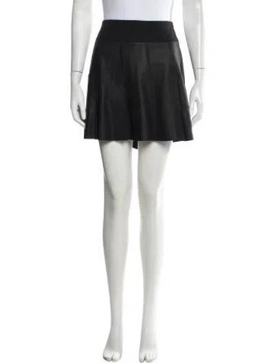 Pre-owned Vince Goat Leather Mini Skirt In Black