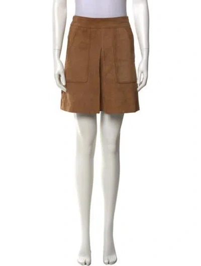 Pre-owned Vince Goat Leather Mini Skirt In Brown