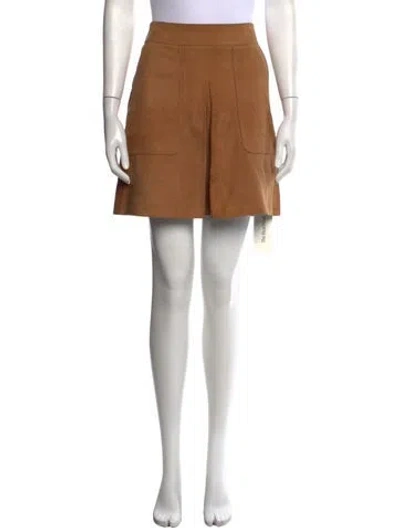 Pre-owned Vince Goat Leather Mini Skirt In Brown