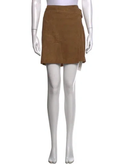 Pre-owned Vince Goat Leather Mini Skirt In Neutrals