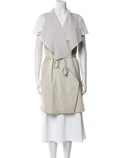 Pre-owned Vince Goat Leather Trench Coat In Green