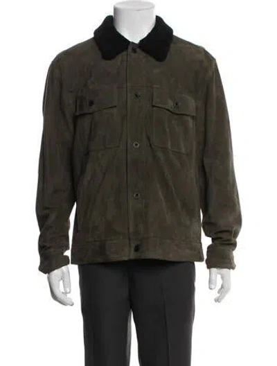 Pre-owned Vince Goat Leather Utility Jacket In Green