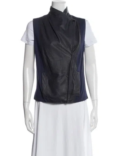 Pre-owned Vince Goat Leather Vest In Blue