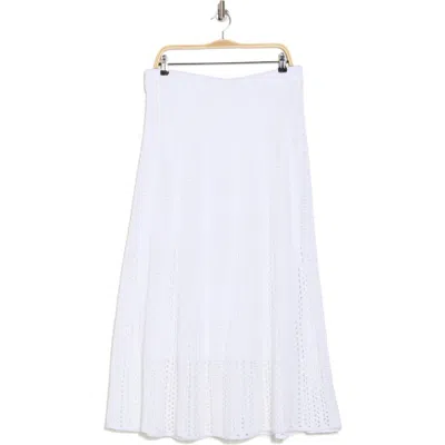 Vince Godet Organic Cotton Crochet Skirt In Optic White