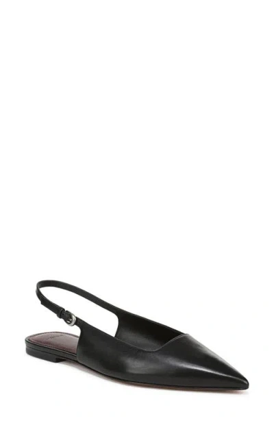Vince Gracy Pointed Toe Slingback Flat In Black