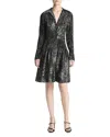 Vince Grape Vine Long Sleeve Jacquard Dress In Black