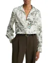 Vince Grape Vine Placed Smocked Silk Blouse In White