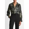 Vince Grape Vine Silk Button-up Shirt In Black