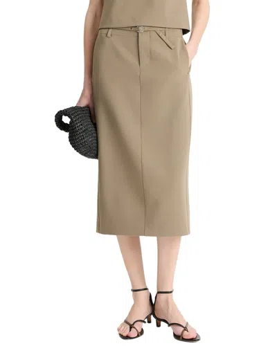 Vince Green Belted Pencil Skirt In Neutral
