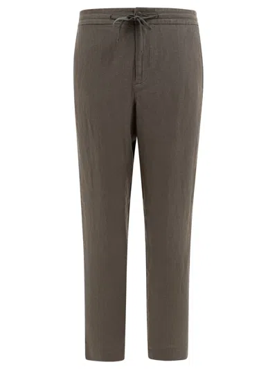 VINCE VINCE GREEN HEMP TROUSERS WITH ADJUSTABLE DRAWSTRING