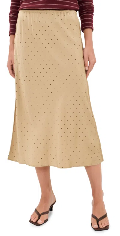 Vince Grid Dot Pull On Slip Skirt Oak Buff/black Rose