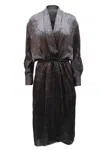 Vince Grid Mid-length Wrap Dress In Multicolor Polyester In Multi