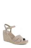 Vince Gwen Ankle Strap Espadrille Platform Wedge Sandal In Taupe Suede