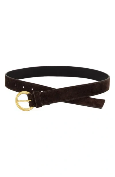 Vince Hailey Suede Belt In Cacao Brown