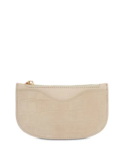 Vince Half Moon Embossed Leather Card Case In Brown
