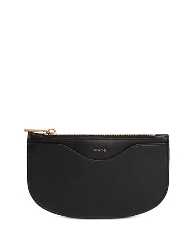 Vince Half Moon Leather Card Case In Black