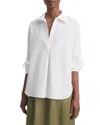 Vince Cotton Half-placket Shirt In Optic-white In White