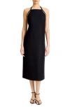Vince Halter Neck Apron Midi Dress In Black