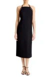 Vince Halter Neck Apron Midi Dress In Black