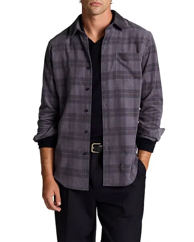 Vince Hamilton Cotton Corduroy Plaid Shirt In Blue