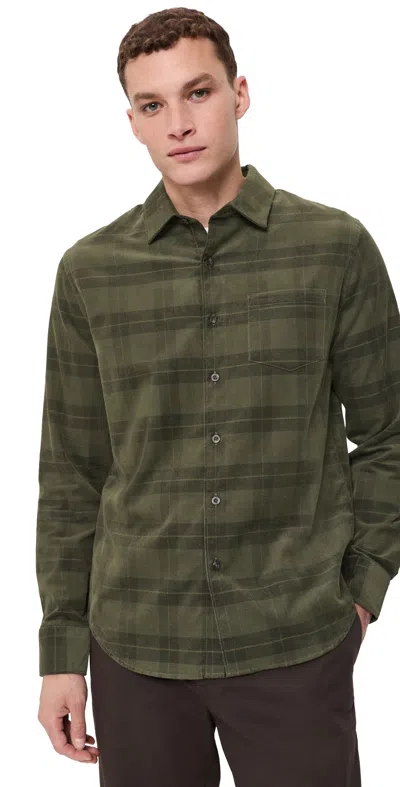 Vince Hamilton Plaid Corduroy Long Sleeve Night Leaf Combo In Green