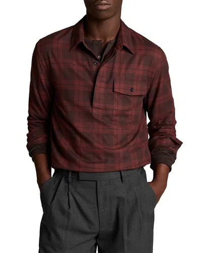 Vince Hamilton Plaid Cotton Classic Fit Popover Shirt In Brown