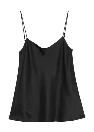 Vince Hammered Satin Top In Black