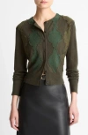 Vince Hand Cut Argyle Cardigan In Multi