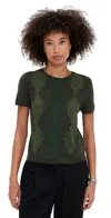 Vince Cashmere And Wool Argyle Sweater In Green