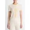 Vince Hand Cut Argyle Wool & Cashmere Blend Short Sleeve Sweater In Neutral