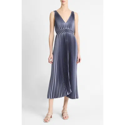 Vince Hand Smocked Pleated Sleeveless Midi Dress In Mauve Thistle