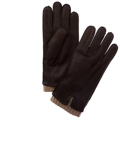 Vince Handsewn Leather & Cashmere Gloves In Black