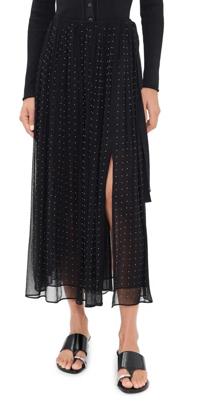 Vince Heat Set Dot Gathered Skirt Black