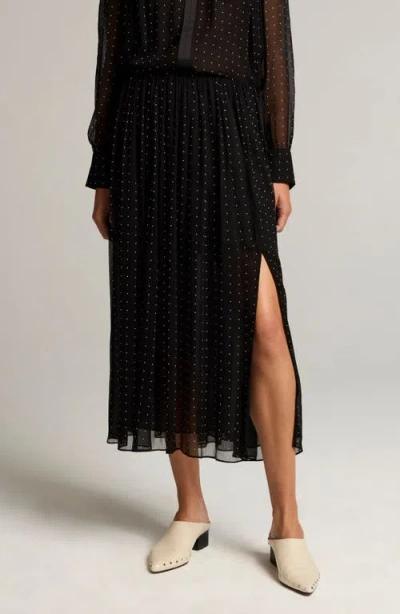 Vince Embellished Dot Sheer Gathered Skirt In Black