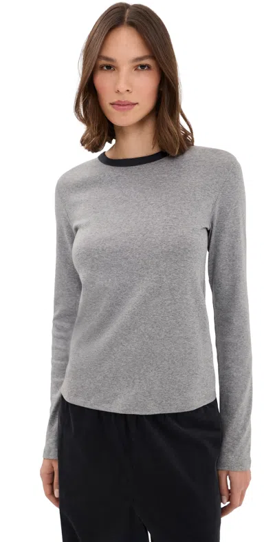 Vince Heather Tipped Long Sleeve Crew Tee H Thistle Combo In Gray