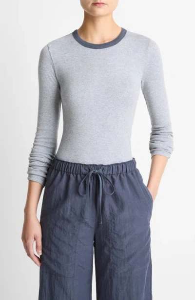Vince Heather Tipped Long Sleeve T-shirt In Blue