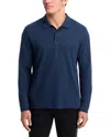 Vince Heathered Double Face Long Sleeve Polo Shirt In Blue