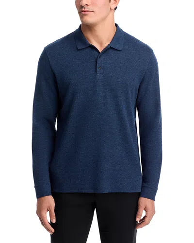 Vince Heathered Double Face Long Sleeve Polo Shirt In Blue