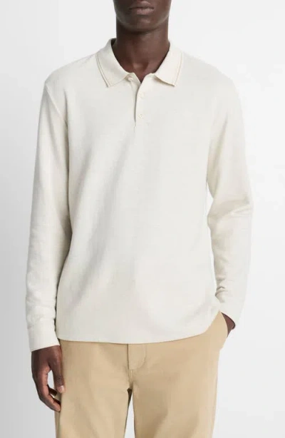 VINCE VINCE HEATHERED DOUBLE FACE LONG SLEEVE POLO