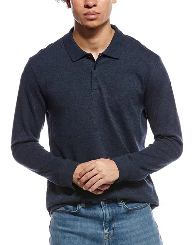 Vince Heathered Double Face Polo Shirt In Blue