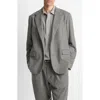Vince Heathered Grey Wool Blend Flannel Suit Jacket In Gray