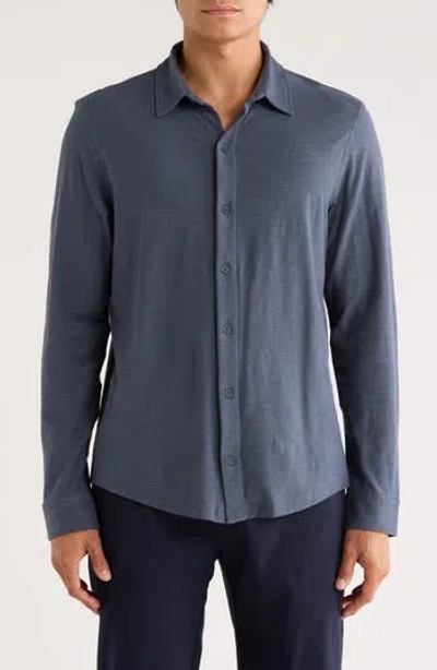 Vince Heavy Slub Button-up Shirt In Blue